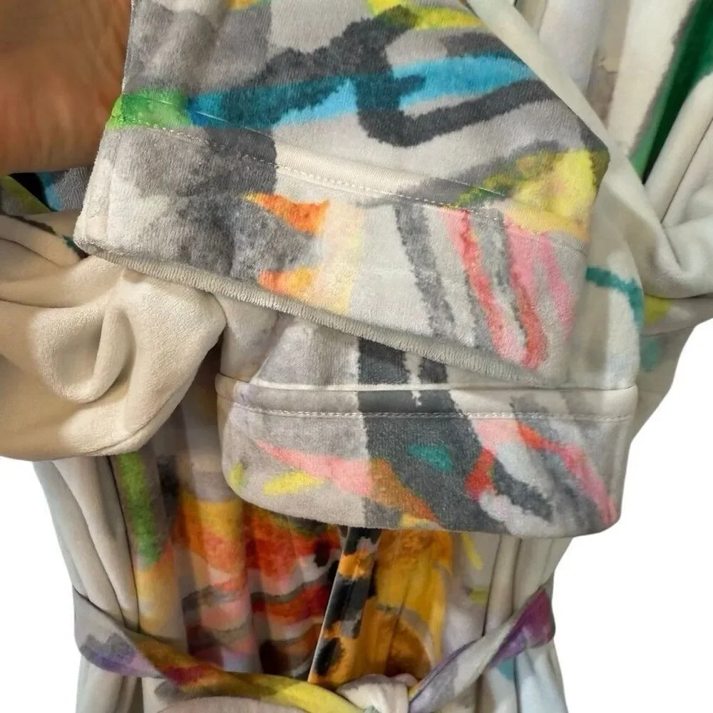 Wrap Up by VP Robe Aquarelle Short Robe One Size Made In USA Floral Print